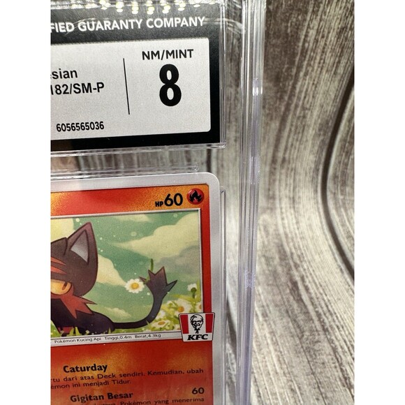 Litten Pokémon 202 Indonesian Sun & Moon Promos - 182/SM-P KFC Chaki Meal CGC 8 - Picture 7 of 10